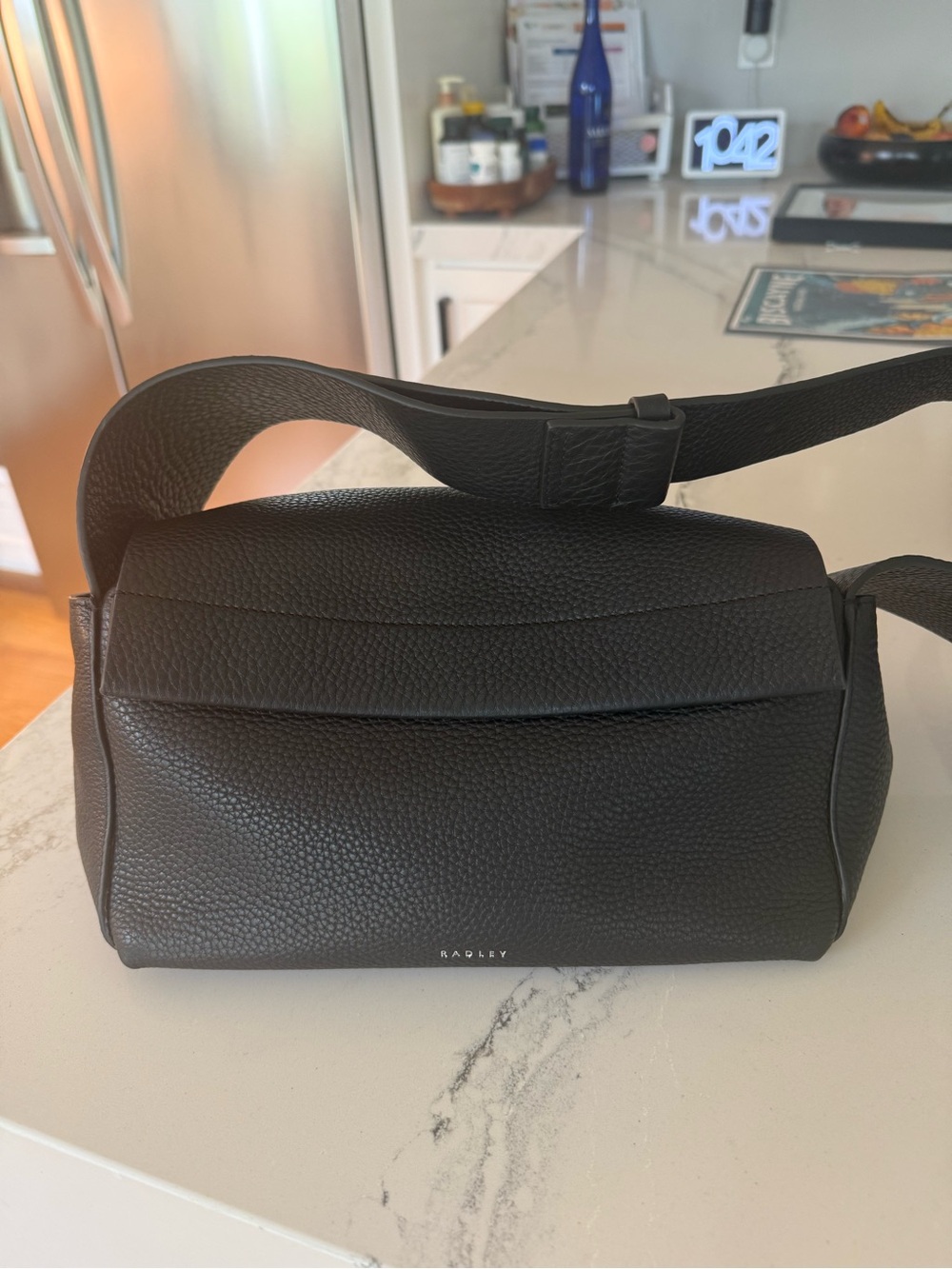 RADLEY LONDON Black Pebbled Leather Crossbody Bag